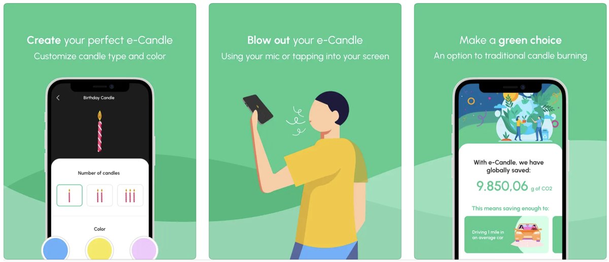 The first e-Candle App Store screens, from 2023